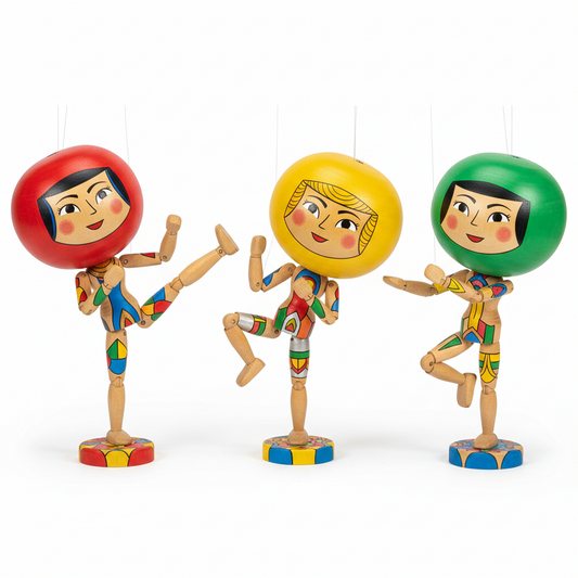 Handmade Balloon Heads Wooden Fighter Puppets